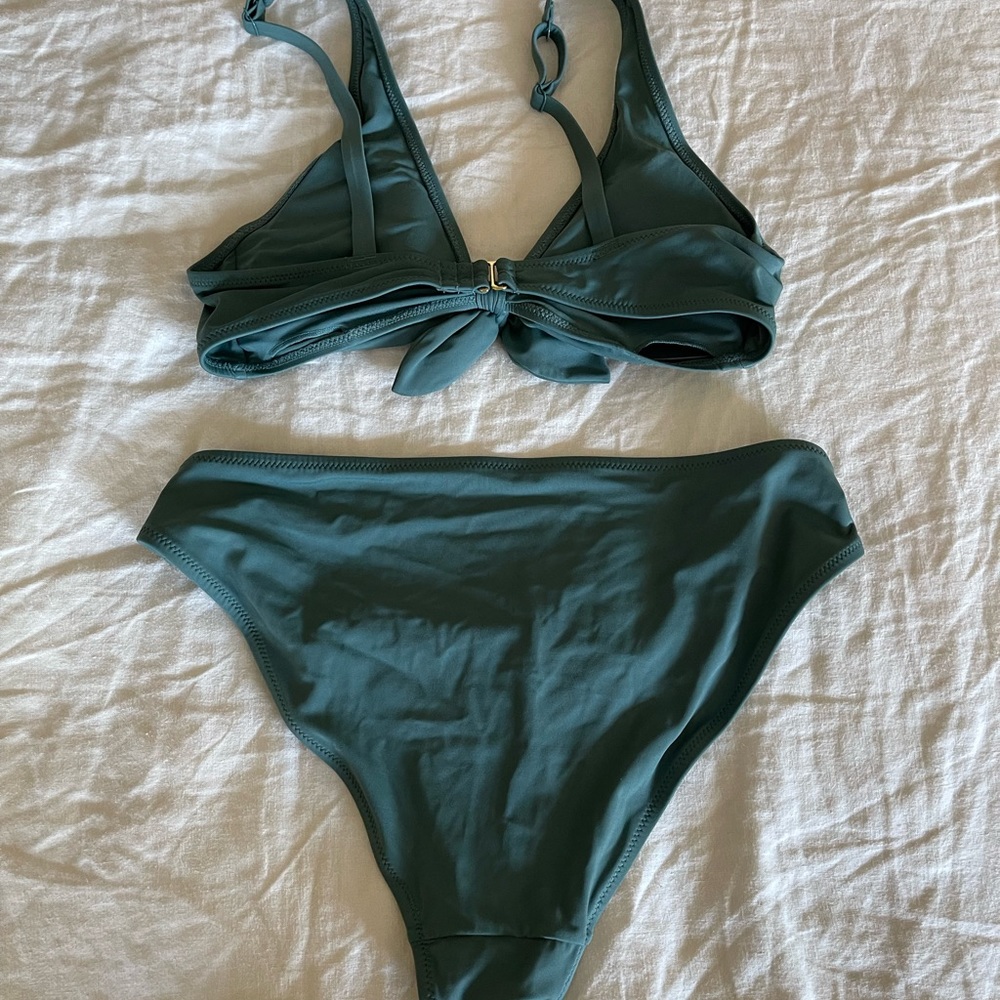 Lively Deep Green Tie-Front Bikini Set - Picture 7 of 8